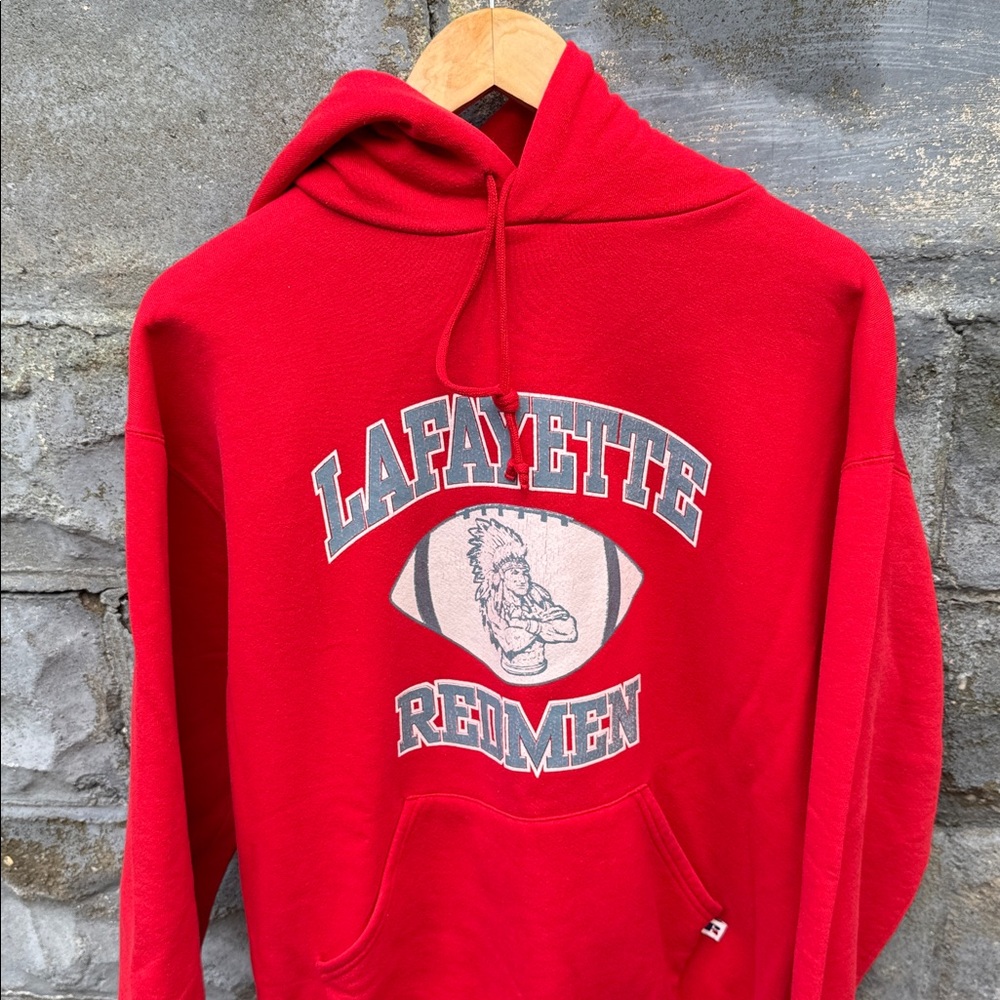 Vintage 90s Russel Athletic hoodie medium Lafayette Redmen high school football
